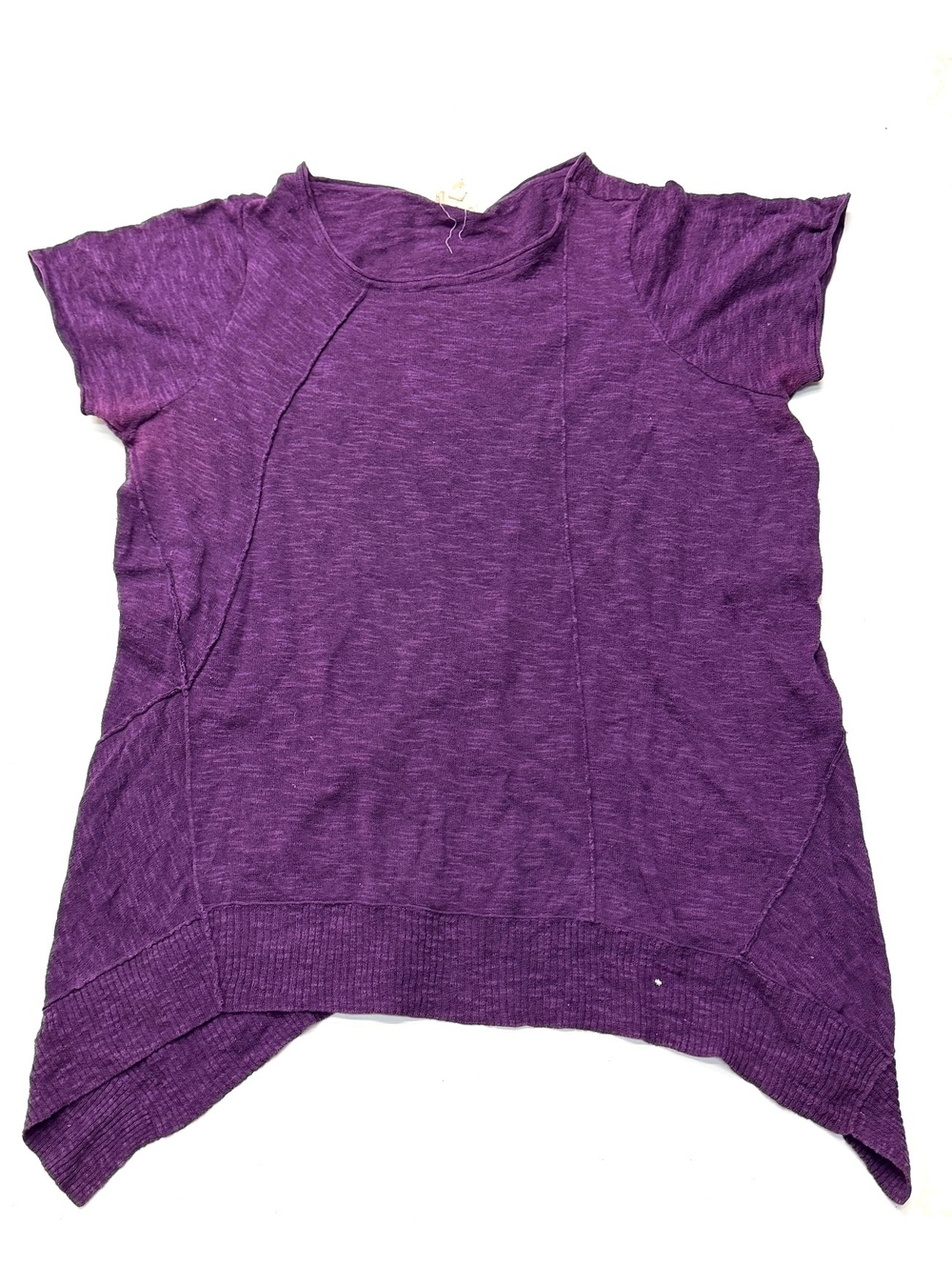 Eileen Fisher Purple Organic Linen Cotton Short Sleeve Knit Top Size 2X